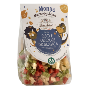 MAKARON (RYŻOWY TRÓJKOLOROWY) DLA DZIECI DINOZAURY BEZGLUTENOWY BIO 250 g - PASTA NATURA