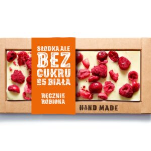 Rzemieślnicza Czekolada Biała Bez Dodatku Cukru z Maliną i Żurawiną (53 g)