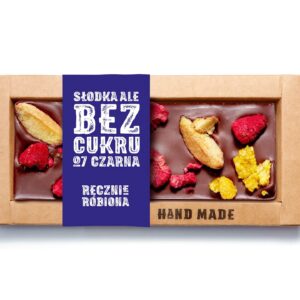 Rzemieślnicza Czekolada Deserowa Bez Dodatku Cukru ze Śliwką, Maliną i Mandarynką (53 g)