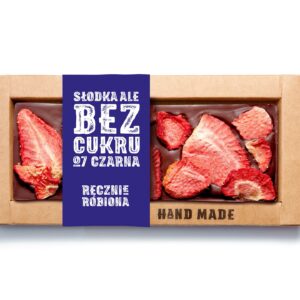 Rzemieślnicza Czekolada Czarna Bez Dodatku Cukru z Truskawką (53 g)