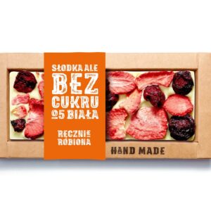 Rzemieślnicza Czekolada Biała Bez Dodatku Cukru z Truskawką i Wiśnią (53 g)