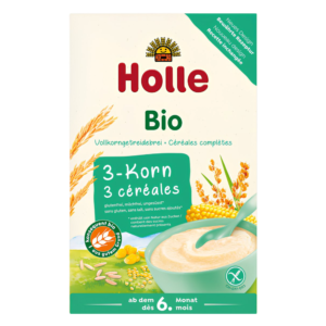 KASZKA PEŁNOZIARNISTA 3 ZBOŻA BEZ DODATKU CUKRÓW BEZGLUTENOWA OD 6 MIESIĄCA BIO 250 g - HOLLE